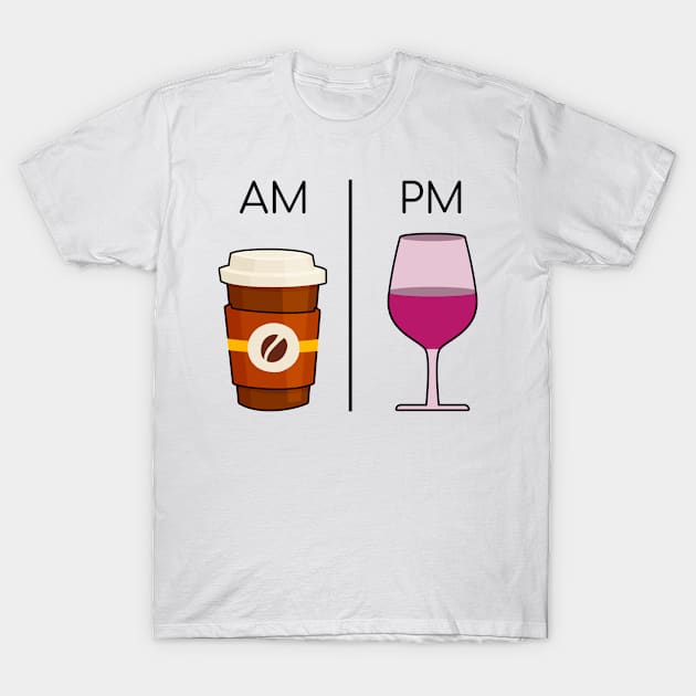 Coffee and Wine AM PM T-Shirt by MilotheCorgi